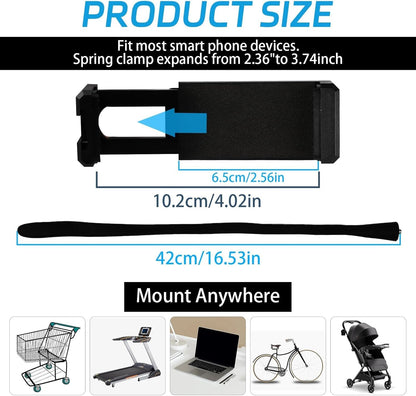 Stroller Phone Holder Portable Cell Phone Holder Stroller Phone Mount with Non-Slip Flexible Arm Flexible Phone Holder Stroller Accessories for Treadmill Spin Bike Shopping Cart Car Kitchen