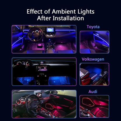 Car-Ambient-Lighting-Kit,Rgb 18 in 1 256 LED with Wireless APP DIY Modes Acrylic