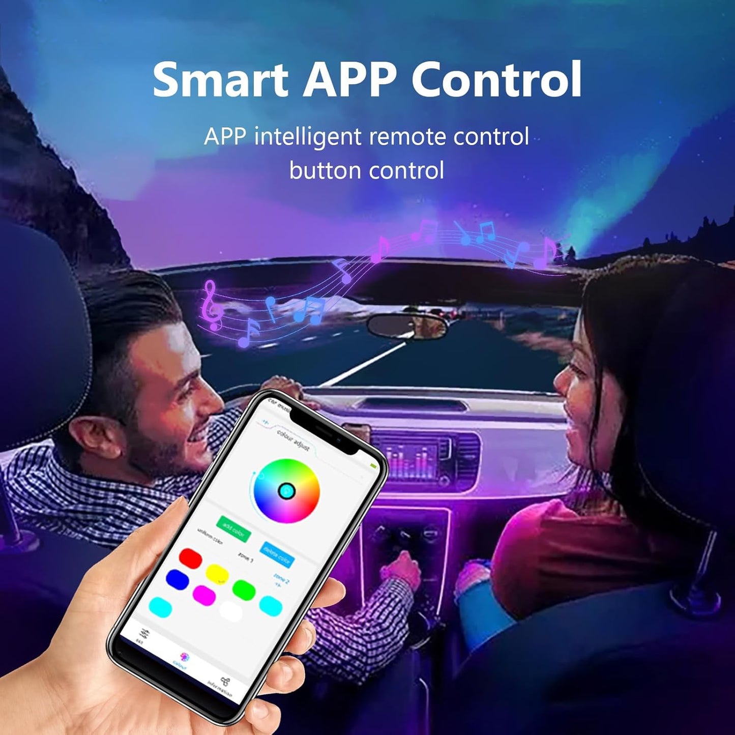 Car-Ambient-Lighting-Kit,Rgb 18 in 1 256 LED with Wireless APP DIY Modes Acrylic
