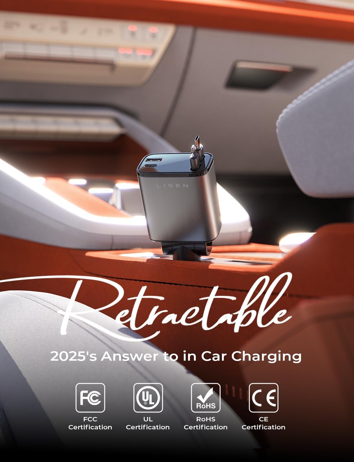 Retractable Car Charger, 84W Car Charger USB C Fast Charger.