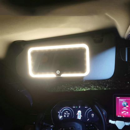 Car Vanity Mirror, Sun Visor Rechargeable LED Car Mirror, 3Modes & 60Leds, Touch Control Dimmable, White