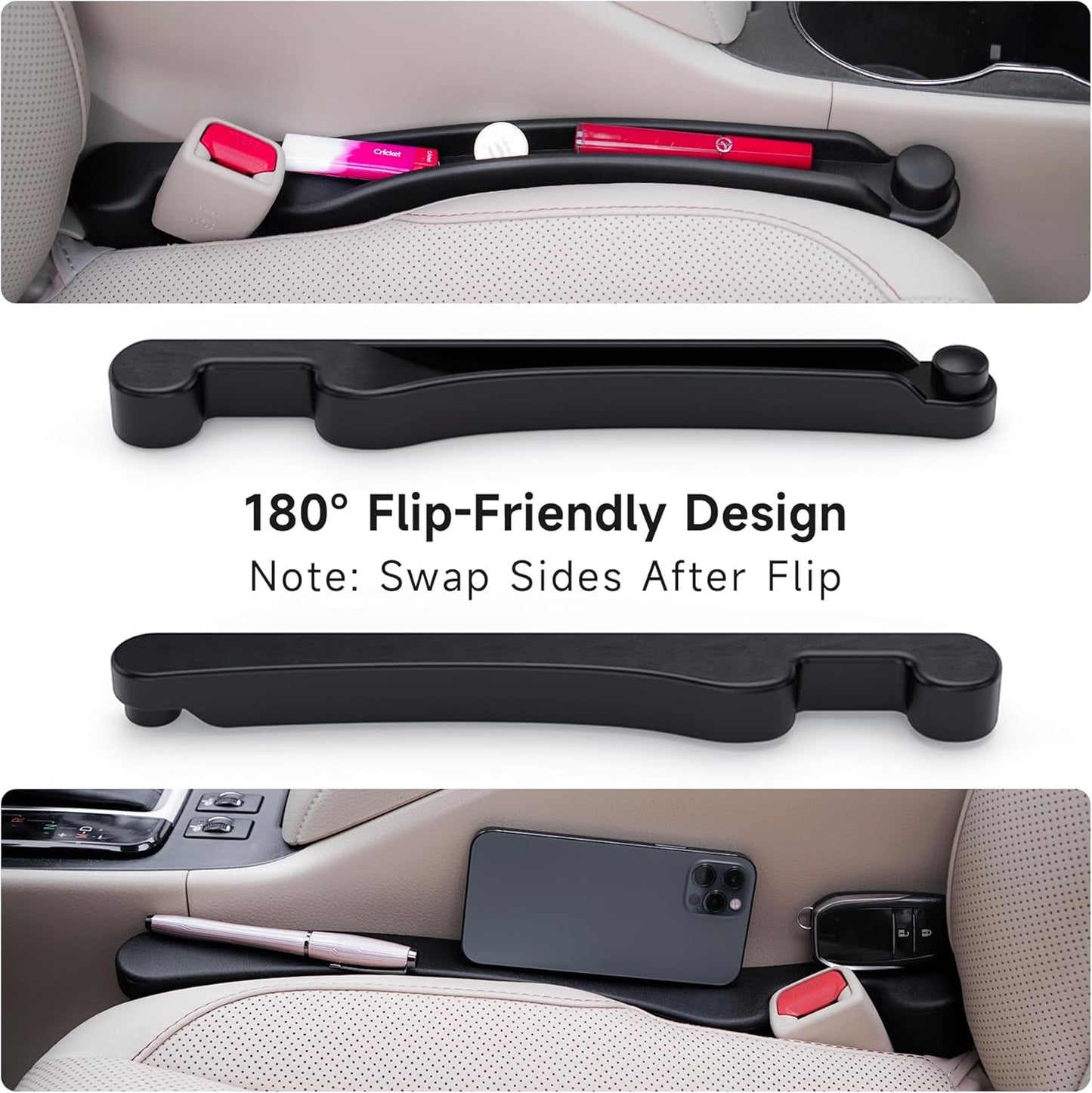 Car Seat Side Gap Filler Set of 2, Soft Foam Multifunctional Gap Filler