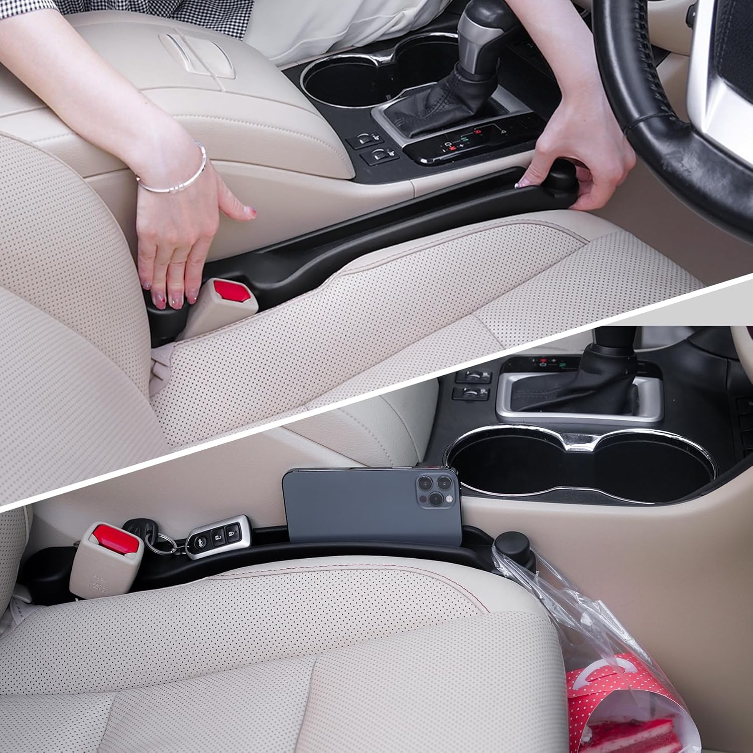 Car Seat Side Gap Filler Set of 2, Soft Foam Multifunctional Gap Filler