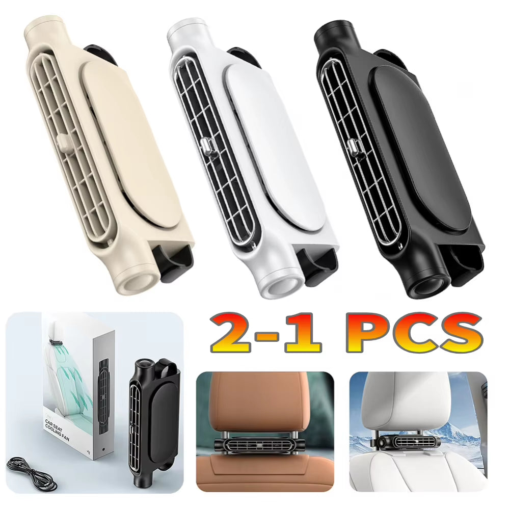 2-1Pc Portable Car Seat Fan 3 Speeds Adjustable Car Seat Headrest Fan USB Powered Car Neck Cooler for Front Rear Seat Passenger