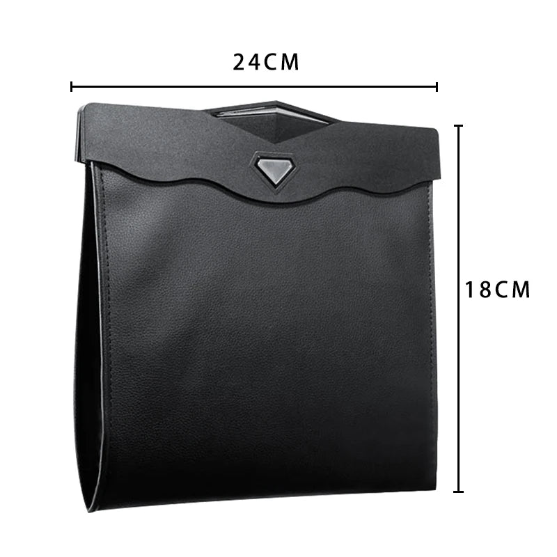 Car Front Seat LED Waterproof Magnetic Adsorption Garbage Bin Suspension Car Seat Leather Storage Leak Proof Garbage Bin 1 Pcs