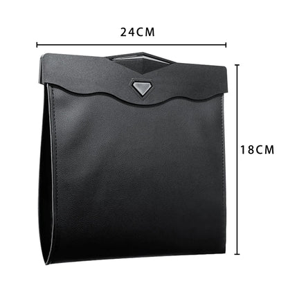 Car Front Seat LED Waterproof Magnetic Adsorption Garbage Bin Suspension Car Seat Leather Storage Leak Proof Garbage Bin 1 Pcs