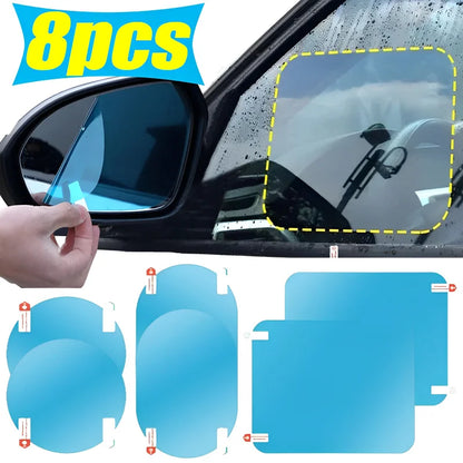 Car Truck Rearview Mirror Rainproof Film Window Glass Anti-Fog Waterproof Stickers Rainy Day Safe Driving Rain Proof Films