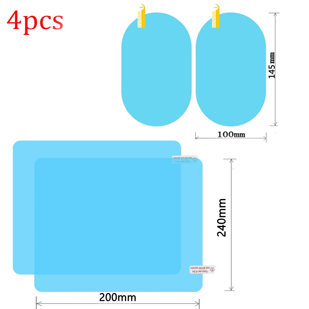 Car Truck Rearview Mirror Rainproof Film Window Glass Anti-Fog Waterproof Stickers Rainy Day Safe Driving Rain Proof Films