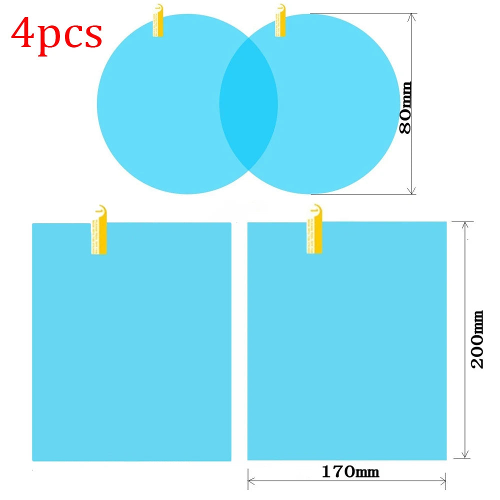 Car Truck Rearview Mirror Rainproof Film Window Glass Anti-Fog Waterproof Stickers Rainy Day Safe Driving Rain Proof Films