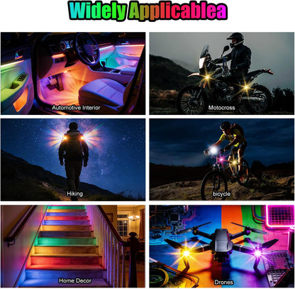Wireless LED Lights for Car, High-Brightness Wireless Rock Lights with 8 Colors 0 Modes,Led Strobe Warning Light, Motorcycles, Boats, Camping, Bikes, Drones (2Pcs Black)