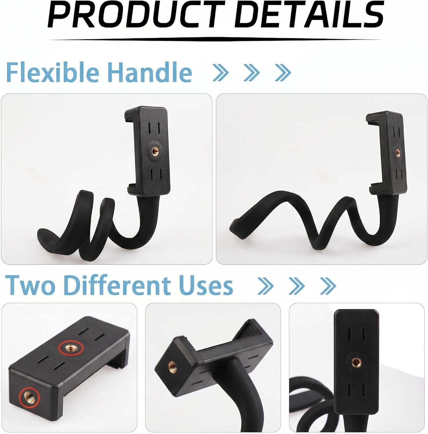 Stroller Phone Holder Portable Cell Phone Holder Stroller Phone Mount with Non-Slip Flexible Arm Flexible Phone Holder Stroller Accessories for Treadmill Spin Bike Shopping Cart Car Kitchen