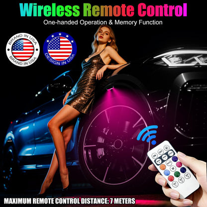 Wireless LED Lights for Car, High-Brightness Wireless Rock Lights with 8 Colors 0 Modes,Led Strobe Warning Light, Motorcycles, Boats, Camping, Bikes, Drones (2Pcs Black)