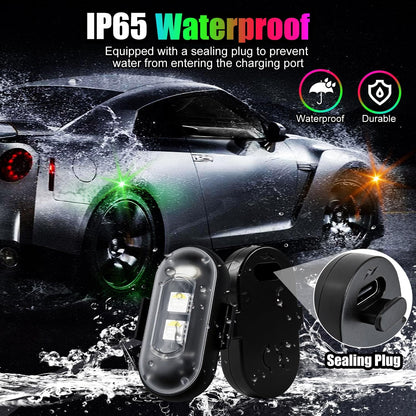 Wireless LED Lights for Car, High-Brightness Wireless Rock Lights with 8 Colors 0 Modes,Led Strobe Warning Light, Motorcycles, Boats, Camping, Bikes, Drones (2Pcs Black)