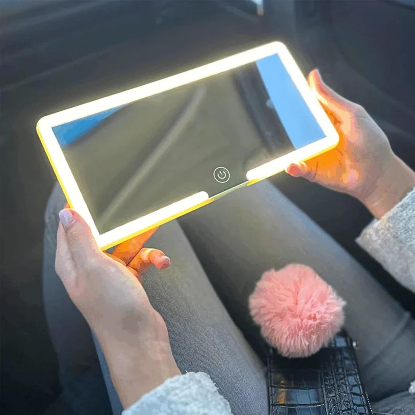 Car Vanity Mirror, Sun Visor Rechargeable LED Car Mirror, 3Modes & 60Leds, Touch Control Dimmable, White