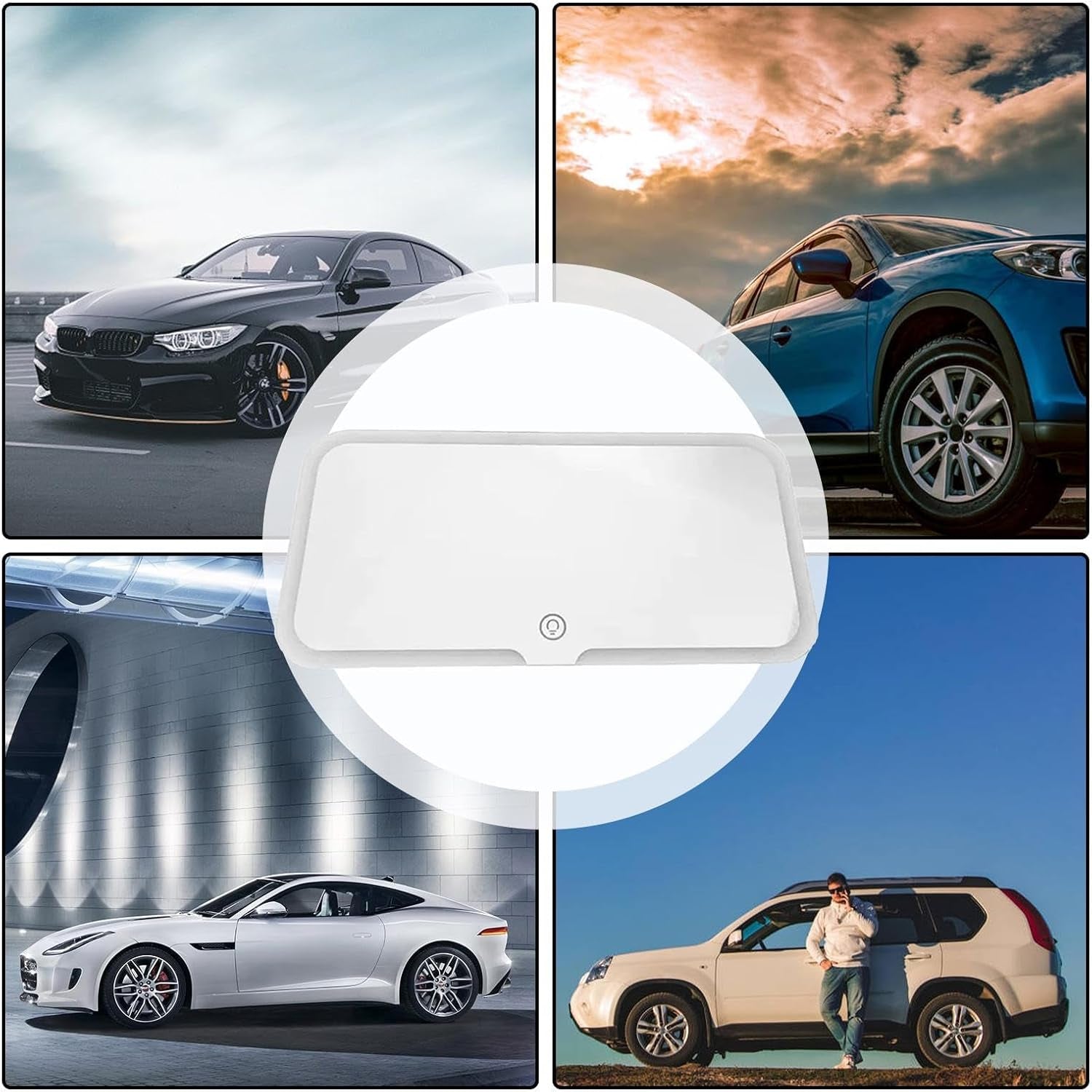 Car Vanity Mirror, Sun Visor Rechargeable LED Car Mirror, 3Modes & 60Leds, Touch Control Dimmable, White